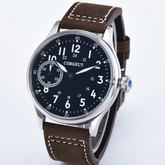 44mm Corgeut 17 Jewels ST3600 Mechanical man watch OEM DIY Customized  Hand Winding Seagull 6497 Movement